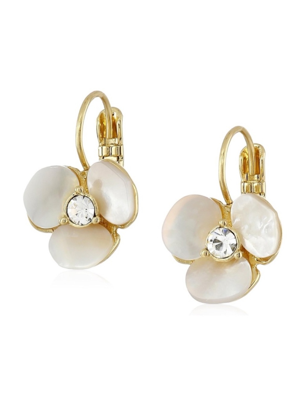 New Kate Spade Disco Pansey Gold and Cream Flower Earrings